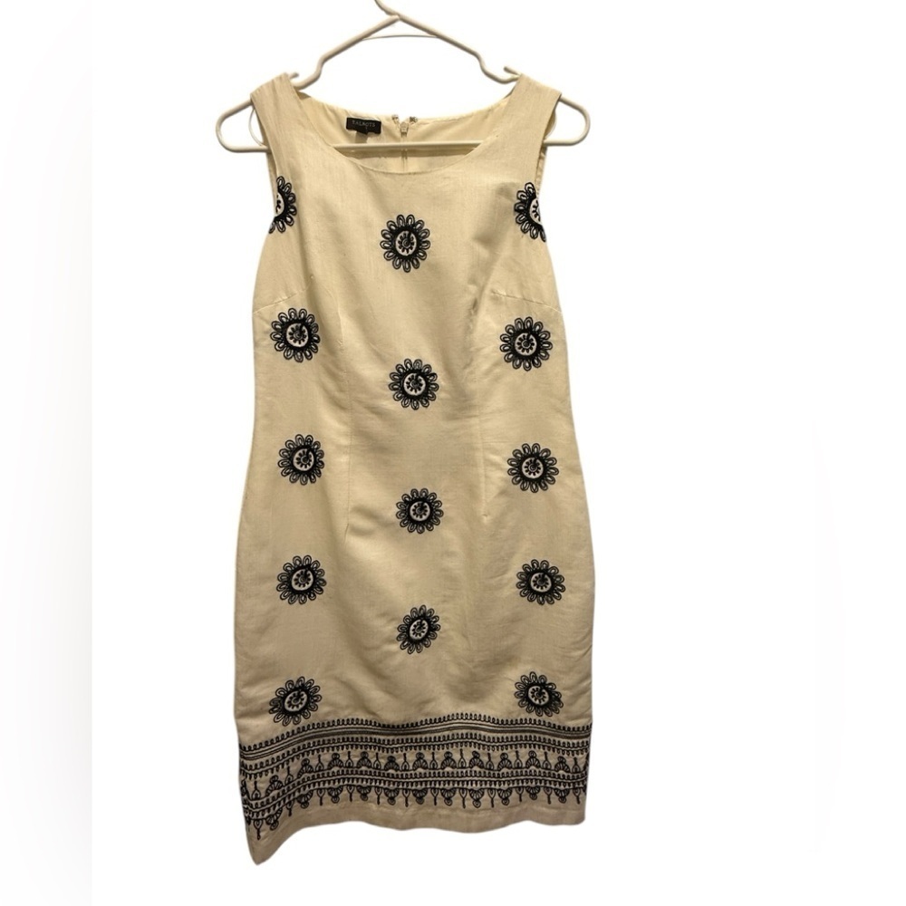 Talbots Elegant Cream and Black Sleeveless Dress